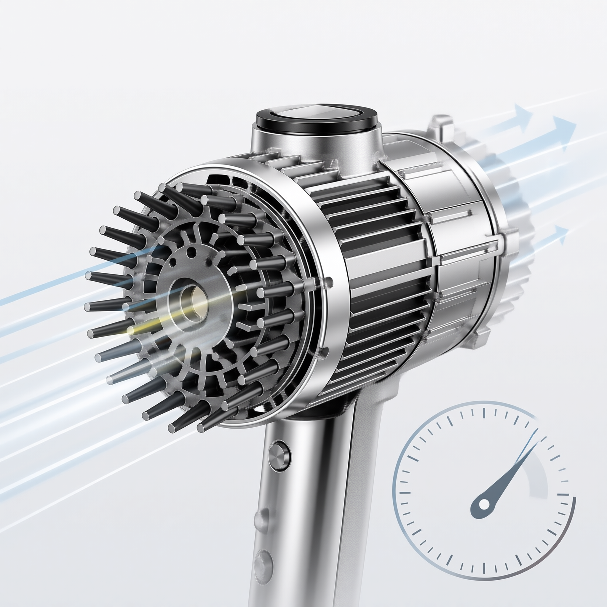 110000 rpm hair dryer airflow and motor speed comparison infographic
